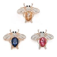 Crystal Brooch Zinc Alloy with Crystal Bee gold color plated for woman & faceted lead & cadmium free Sold By PC