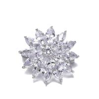 Crystal Brooch Brass with Crystal Flower platinum color plated for woman nickel lead & cadmium free 38mm Sold By PC