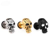 Titanium Steel Fake Plug stainless steel post pin Skull plated Unisex & enamel Sold By PC