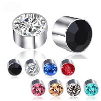 Magnetic Earring Titanium Steel platinum color plated Unisex & with rhinestone Sold By Pair