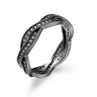 Cubic Zirconia Micro Pave Brass Ring plumbum black color plated Unisex & micro pave cubic zirconia nickel lead & cadmium free Sold By PC