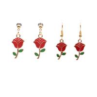 Zinc Alloy Drop Earring Rose gold color plated & for woman & enamel lead & cadmium free Sold By Pair