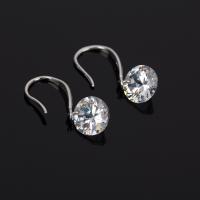 Crystal Earrings brass earring hook platinum color plated for woman & faceted Sold By Pair