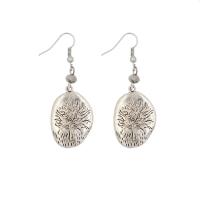 Tree Of Life Jewelry Earrings Zinc Alloy iron earring hook Flat Oval plated Bohemian style & tree of life design & for woman lead & cadmium free Sold By Pair