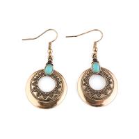 Turquoise Earring Zinc Alloy iron earring hook Donut plated Bohemian style & for woman lead & cadmium free 33mm Sold By Pair