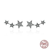 Cubic Zircon (CZ) Stud Earring Thailand Sterling Silver Star for woman & with cubic zirconia Sold By PC