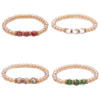 Crystal Bracelets with rhinestone brass spacer & Lampwork colorful plated Unisex & faceted 10mm Sold Per Approx 7.5 Inch Strand