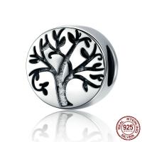 Tajland Sterling Silver European Perla, Tree of Life, bez trol, 10x10mm, Rupa:Približno 4.5-5mm, Prodano By PC