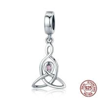 925 Sterling Silver European Pendant, without troll & with cubic zirconia, 10x22mm, Hole:Approx 4.5-5mm, Sold By PC