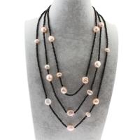 Přírodní Sladkovodní Pearl náhrdelník, s Skleněné perličky, s 4.5cm extender řetězce, pro ženy & 3-pramenné, 9-12mm, Prodáno za Cca 20 inch Strand