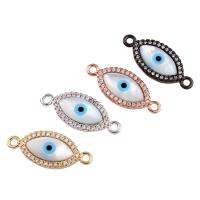 Evil Eye Connector Brass with White Shell plated with cubic zirconia & 1/1 loop nickel lead & cadmium free Approx 2mm Sold By PC