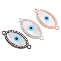 Evil Eye Connector Brass with White Shell plated with cubic zirconia & 1/1 loop nickel lead & cadmium free Approx 1.5mm Sold By PC