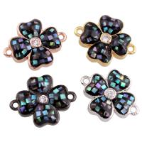 Brass Jewelry Connector with Abalone Shell & Resin Four Leaf Clover plated with cubic zirconia & 1/1 loop nickel lead & cadmium free Approx 1mm Sold By PC