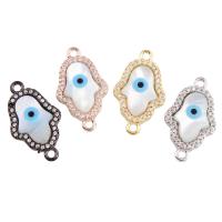 Evil Eye Connector Brass with White Shell Hand plated with eye pattern & with cubic zirconia & 1/1 loop nickel lead & cadmium free Approx 2mm Sold By PC