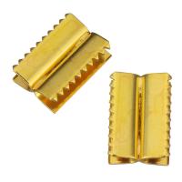 Brass Ribbon Crimp, Messinki, kullan väri kullattu, kaksipuolinen, 7x10x3.50mm, 10PC/laukku, Myymät laukku