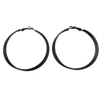 Zinc Alloy Drop Earrings stainless steel post pin Donut painted for woman black lead & cadmium free Sold By Pair