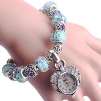 Women Watch Bracelet Brass with Lampwork & Glass & Zinc Alloy plated & for woman & with rhinestone 26mm Sold By Strand