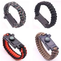 Survival Bracelets Paracord plastic bayonet clasp with a fire stick & with compass & Unisex 25mm Length Approx 10.2 Inch Sold By Lot