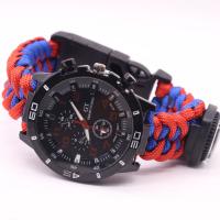 Paracord SOS Watch with fire starter & with whistle & with compass 40mm Length Approx 9 Inch Sold By Lot