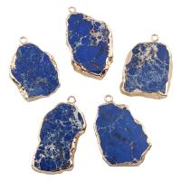 Pendentifs Lapis Lazuli, avec alliage de zinc, 29x43x5mm-34x52x5, Trou:Environ 2.5mm, 5PC/sac, Vendu par sac