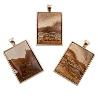 Picture Jasper Pendant, with Tibetan Style, 28x47x6mm, Hole:Approx 4x5mm, 5PCs/Bag, Sold By Bag