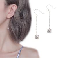 Cubic Zircon (CZ) Drop Earring Brass platinum plated for woman & with cubic zirconia 10mm 50mm Sold By Pair