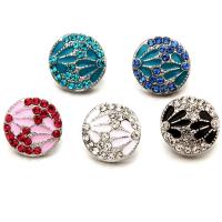 Jewelry Snap Button Zinc Alloy Flat Round platinum color plated enamel & with rhinestone lead & cadmium free 18mm Sold By Bag