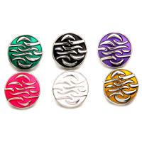Jewelry Snap Button Zinc Alloy Flat Round antique silver color plated enamel lead & cadmium free 18mm Sold By Bag