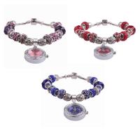 Women Watch Bracelet Zinc Alloy with Clay Pave & Lampwork & Glass plated & for woman & with rhinestone 26mm Sold By Strand