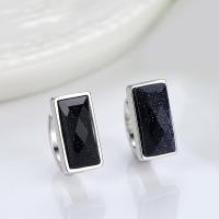 925 Sterling Silver Lever Back Earring with Blue Goldstone for woman & faceted 10mm Sold By Pair