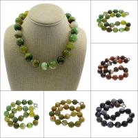 Agate Necklace brass spring ring clasp Round & faceted 18mm Sold Per Approx 17 Inch Strand