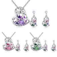 Austrian Crystal Jewelry Sets earring & necklace Brass with Austrian Crystal with 5cm extender chain Heart platinum plated rope chain & for woman nickel lead & cadmium free Length Approx 15.5 Inch Sold By Set
