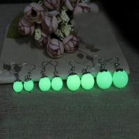 Fluorescent Powder Stone Drop Earring with Zinc Alloy iron earring hook Round & luminated Sold By Pair