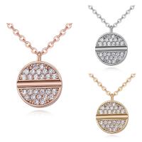 Brass Necklace with 5cm extender chain Flat Round plated oval chain & for woman & with cubic zirconia nickel lead & cadmium free Sold Per Approx 15.5 Inch Strand