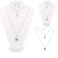 Turquoise Jewelry Sets earring & necklace Zinc Alloy with iron chain with 5cm extender chain plated rolo chain & for woman lead & cadmium free 52cm Length Approx 20 Inch Sold By Set