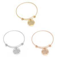 Stainless Steel Bangle plated charm bracelet & Unisex & adjustable & with letter pattern & enamel 25mm Inner Approx 66mm Sold By PC