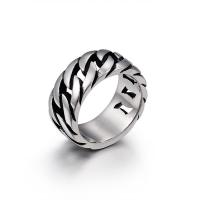 Titanium Steel Finger Ring polished chain texture & for man & blacken original color 10mm Sold By PC
