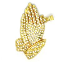 Zinc Alloy Hand Pendants gold color plated with rhinestone nickel lead & cadmium free Approx Sold By PC