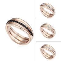 Strass vinger Ring, Messing, echte rose goud verguld, voor vrouw & met Australië strass, meer kleuren voor de keuze, nikkel, lood en cadmium vrij, 18mm, Maat:7.5, Verkocht door PC