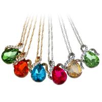 Crystal Necklace Zinc Alloy with Crystal with 2Inch extender chain Teardrop plated curb chain & for woman & faceted & with rhinestone mixed colors nickel lead & cadmium free 1.5mm Sold Per Approx 16 Inch Strand