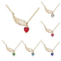 CRYSTALLIZED™ Element Crystal Necklace Brass with CRYSTALLIZED™ with 5cm extender chain Winged Heart real gold plated rolo chain & for woman & faceted nickel lead & cadmium free Sold Per Approx 15.5 Inch Strand