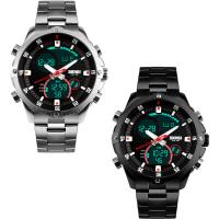 SKmei® Reloj para hombre, acero inoxidable, con dial de aleación de cinc & Vidrio, chapado, 30M resistente al agua & ajustable & LED, más colores para la opción, 59x49x16mm, longitud aproximado 9.4 Inch, Vendido por UD