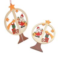 خشب شنقا الديكور, مصبوغ & مجوهرات عيد الميلاد & أنماط مختلفة للاختيار, 195x105mm, حفرة:تقريبا 1-2mm, 3جدائل/حقيبة, تباع بواسطة حقيبة