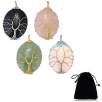 Gemstone Pendants Jewelry with Brass Flat Oval plated natural Approx Sold By PC