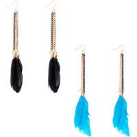 Fashion Feather Earring Zinc Alloy with Feather brass earring hook plated for woman nickel lead & cadmium free 122mm Sold By Pair