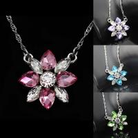 Crystal Zinc Alloy Necklace with iron chain & Crystal with 5cm extender chain Flower platinum color plated rope chain & for woman & faceted lead & cadmium free Sold Per Approx 15.5 Inch Strand