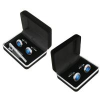 Plastic Cufflinks Gift Box, with Velveteen, Rectangle, different styles for choice, black, 73x58x29mm, Sold By PC