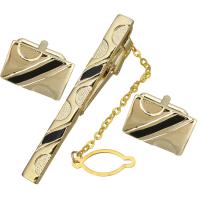 Zinc Alloy Tie Clip Cufflink Set tie clip & cufflink plated & for man & enamel nickel lead & cadmium free  Length Approx 3.2 Inch Sold By Pair