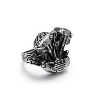 Titanium Steel Finger Ring Skull & for man & blacken 4mm Sold By PC