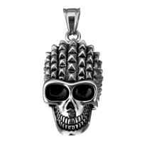 Roestvrij staal Skull Hangers, Schedel, Halloween Jewelry Gift & zwart maken, 23x45x14mm, Gat:Ca 7.1x9.6mm, Verkocht door PC